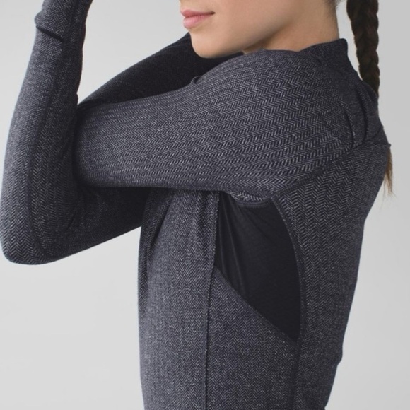 Lululemon Think Fast Long Sleeve Heathered Herringbone Rulu Pullover Size 6 - Picture 4 of 11